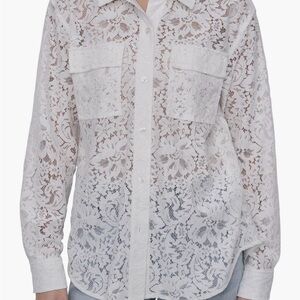 DKNY White Floral Lace Shirt